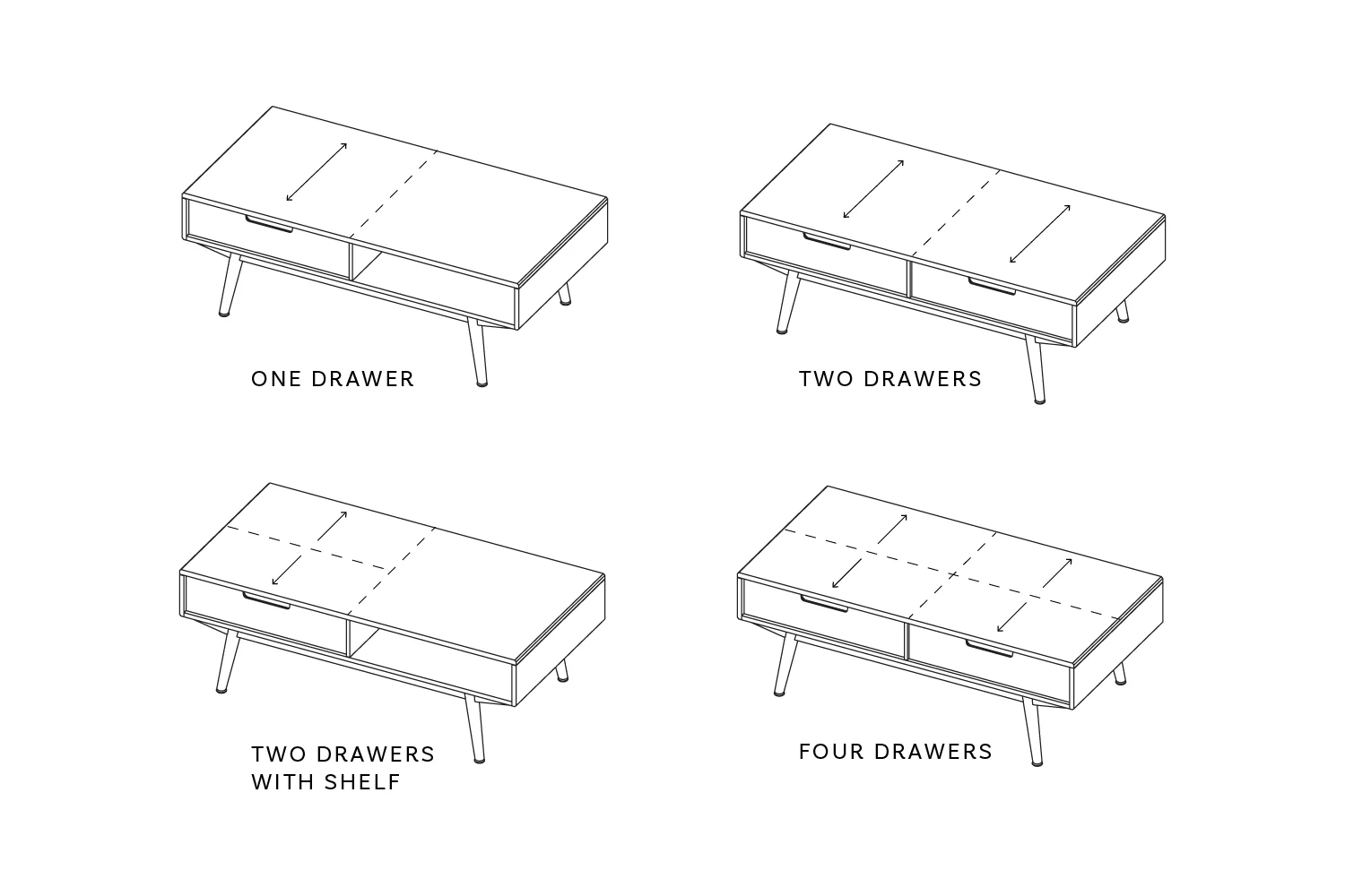 Coffee Table 01, Oak / Two drawers with shelf - Image 6