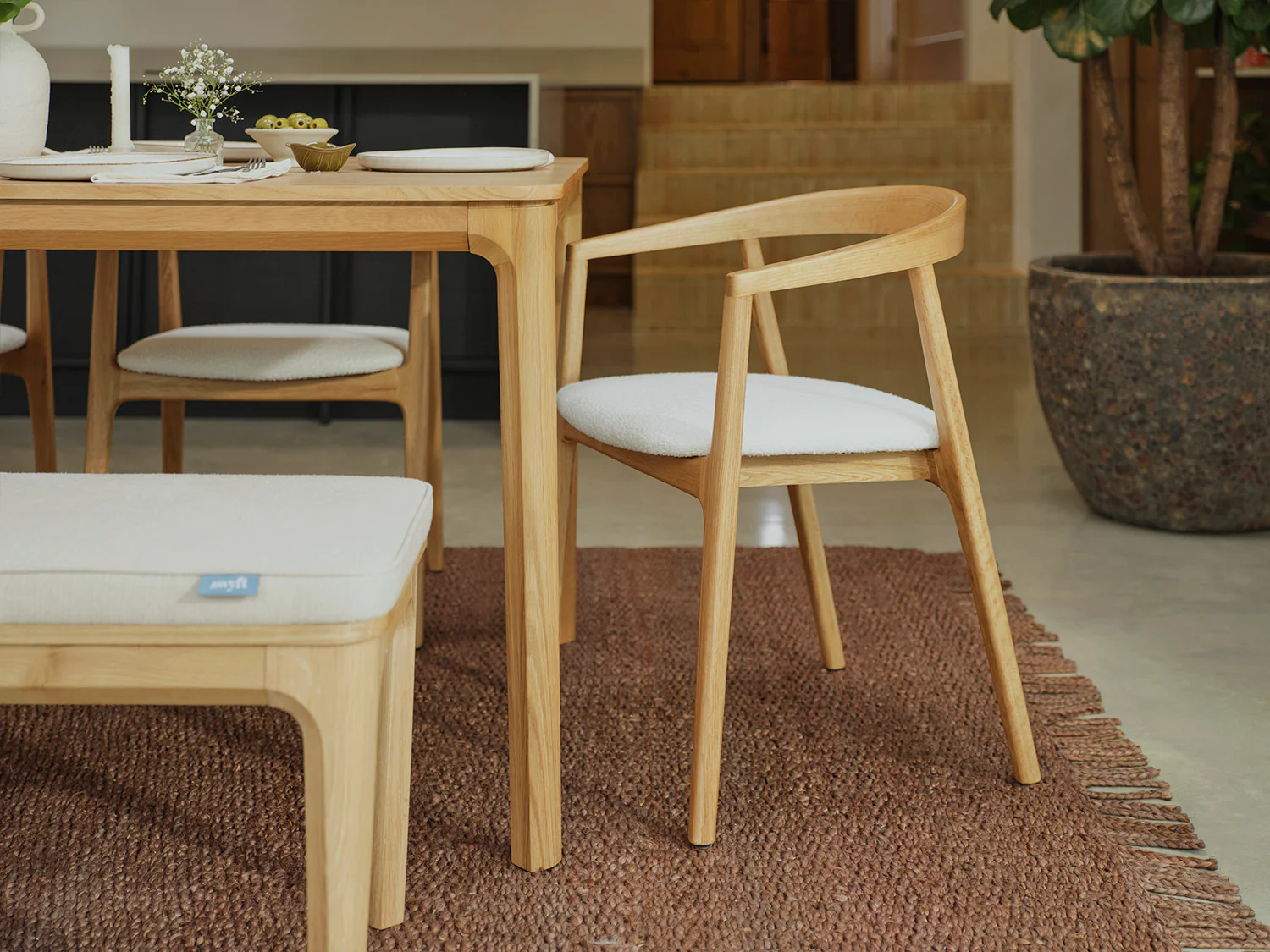 Dining Chair 01 (set of 2), Oak / Ivory - Image 7
