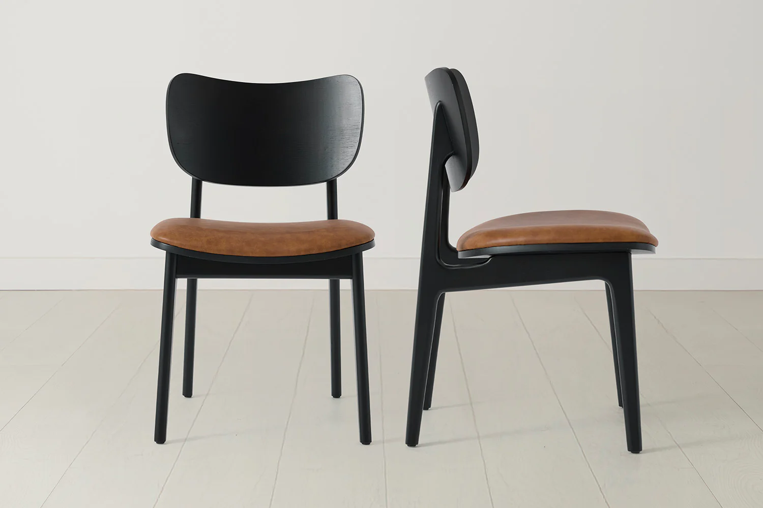 Dining Chair 02 (set of 2), Black / Maple
