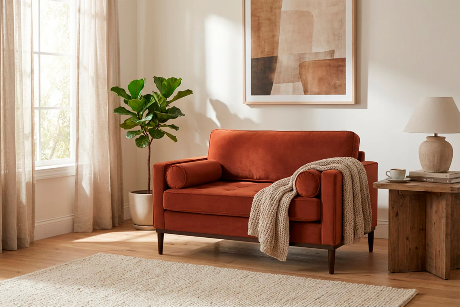 Model 02 Loveseat, Brick - Image 2