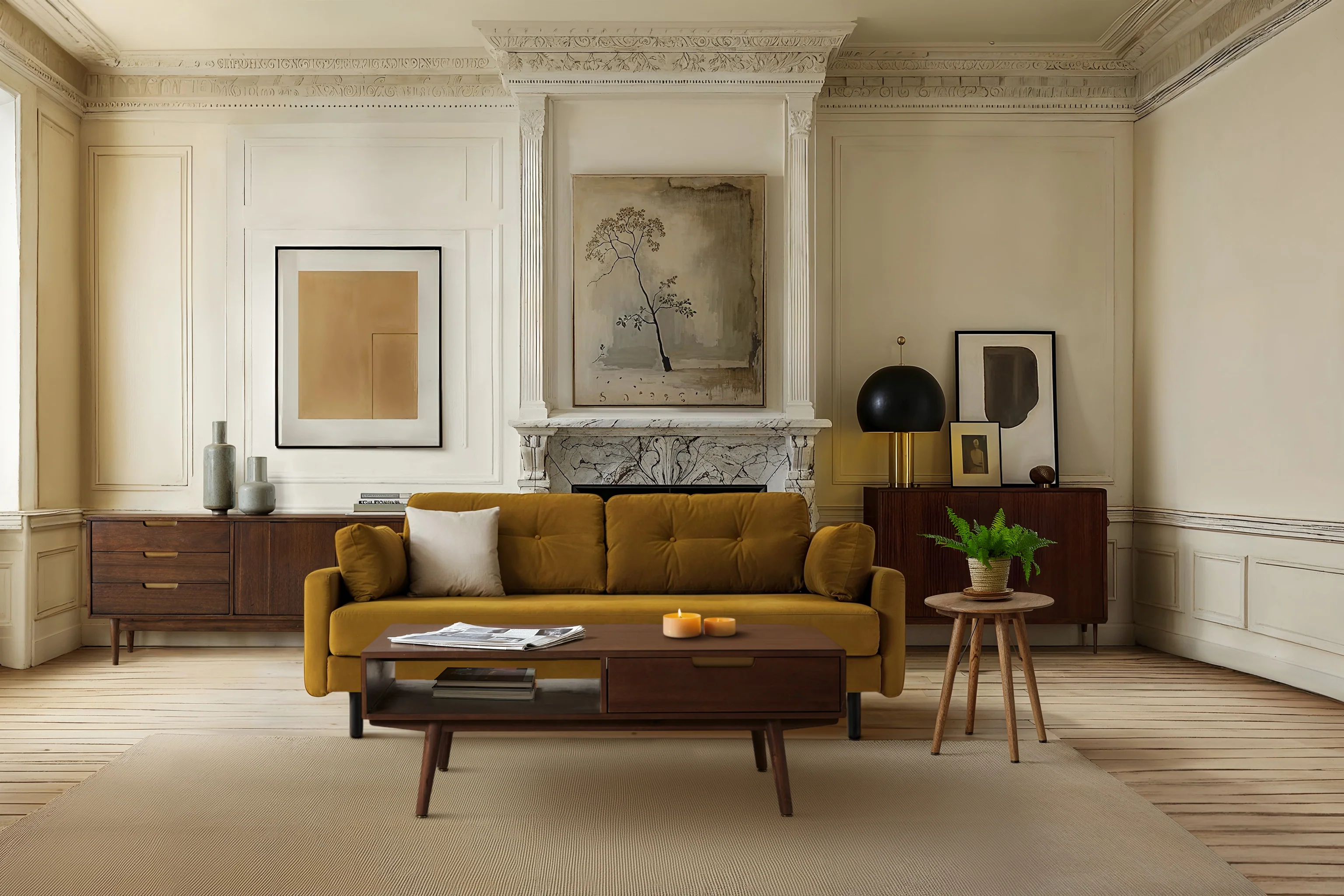 Model 04 Sofa Bed 3 Seater, Oak / Mustard - Image 10
