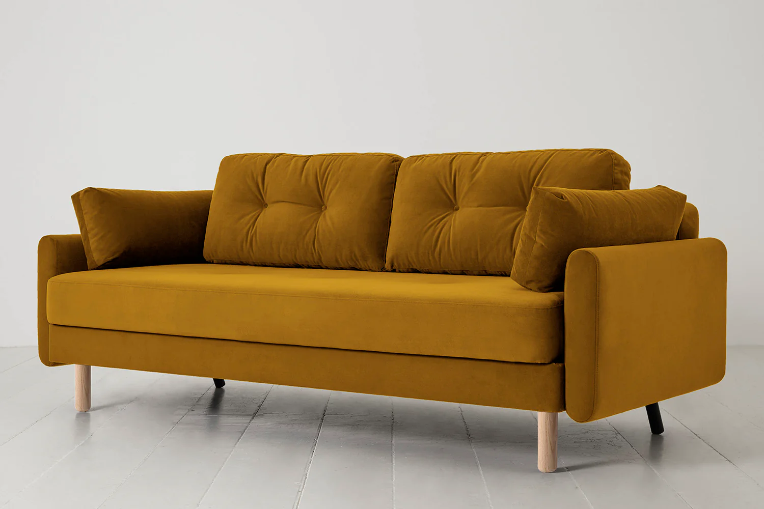 Model 04 Sofa Bed 3 Seater, Oak / Mustard - Image 3