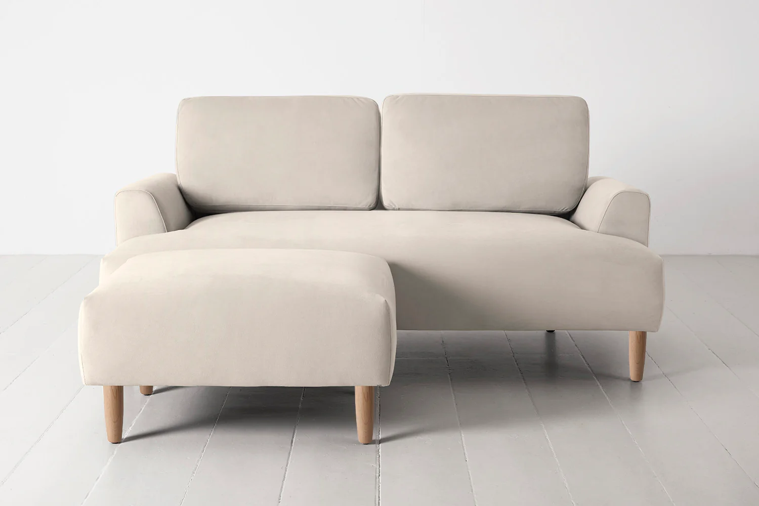 Model 05 2-Seater Sofa with Ottoman, Oak / Bone