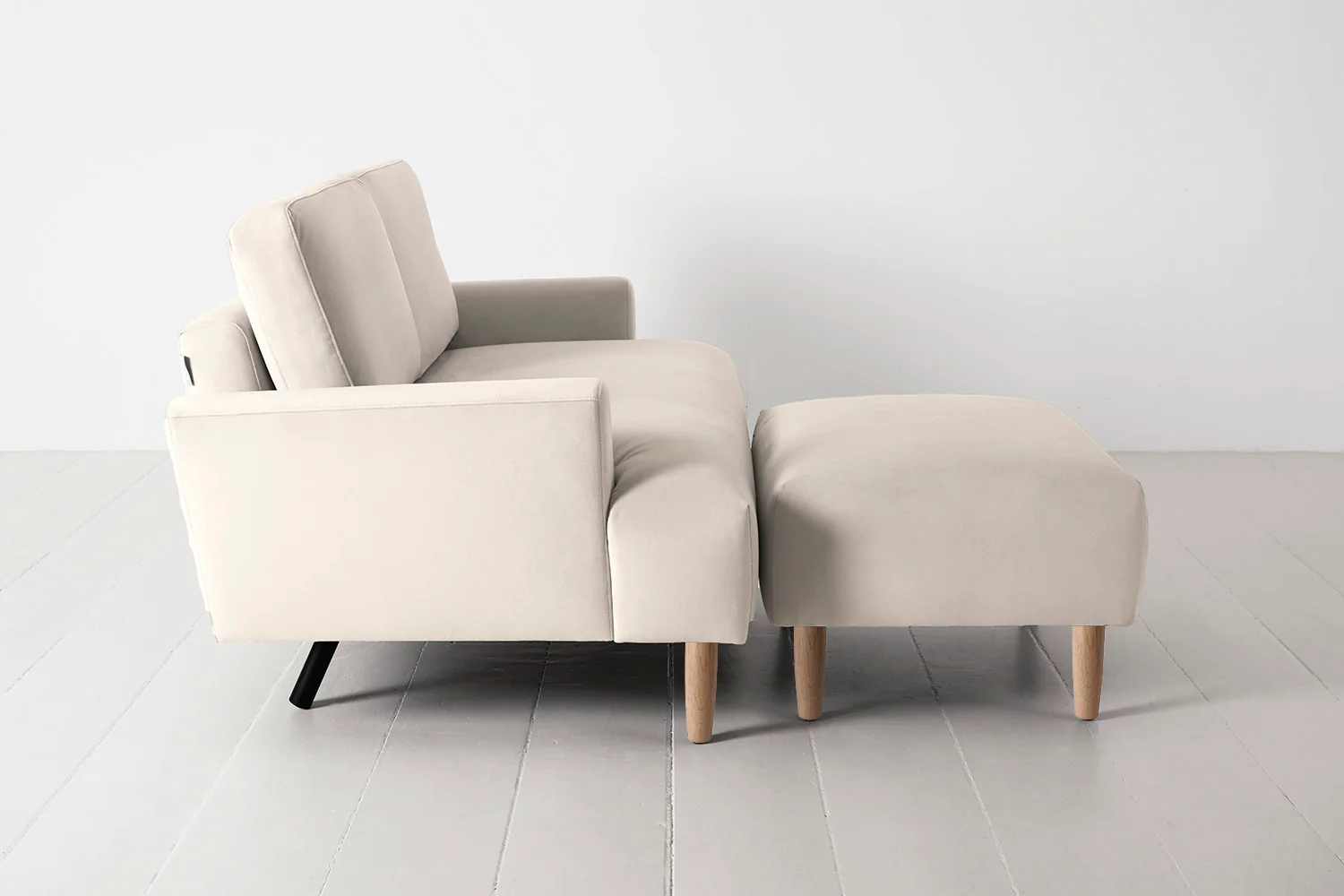 Model 05 2-Seater Sofa with Ottoman, Oak / Bone - Image 4
