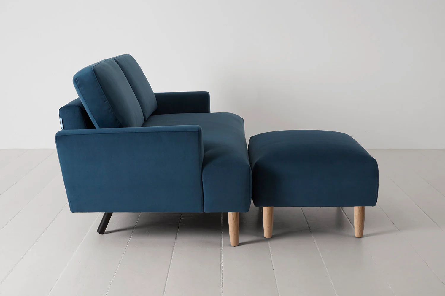 Model 05 2-Seater Sofa with Ottoman, Oak / Teal - Image 6