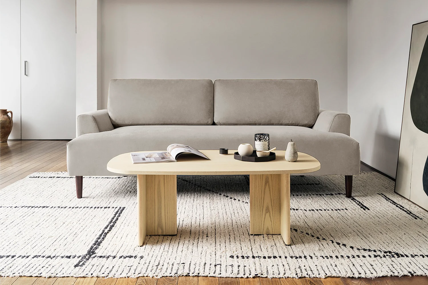 Model 05 3-Seater Sofa, Oak / Bone - Image 2