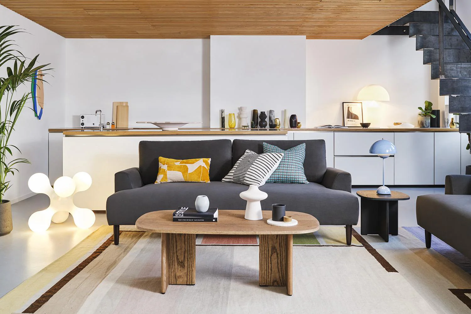 Model 05 3-Seater Sofa, Oak / Charcoal - Image 2