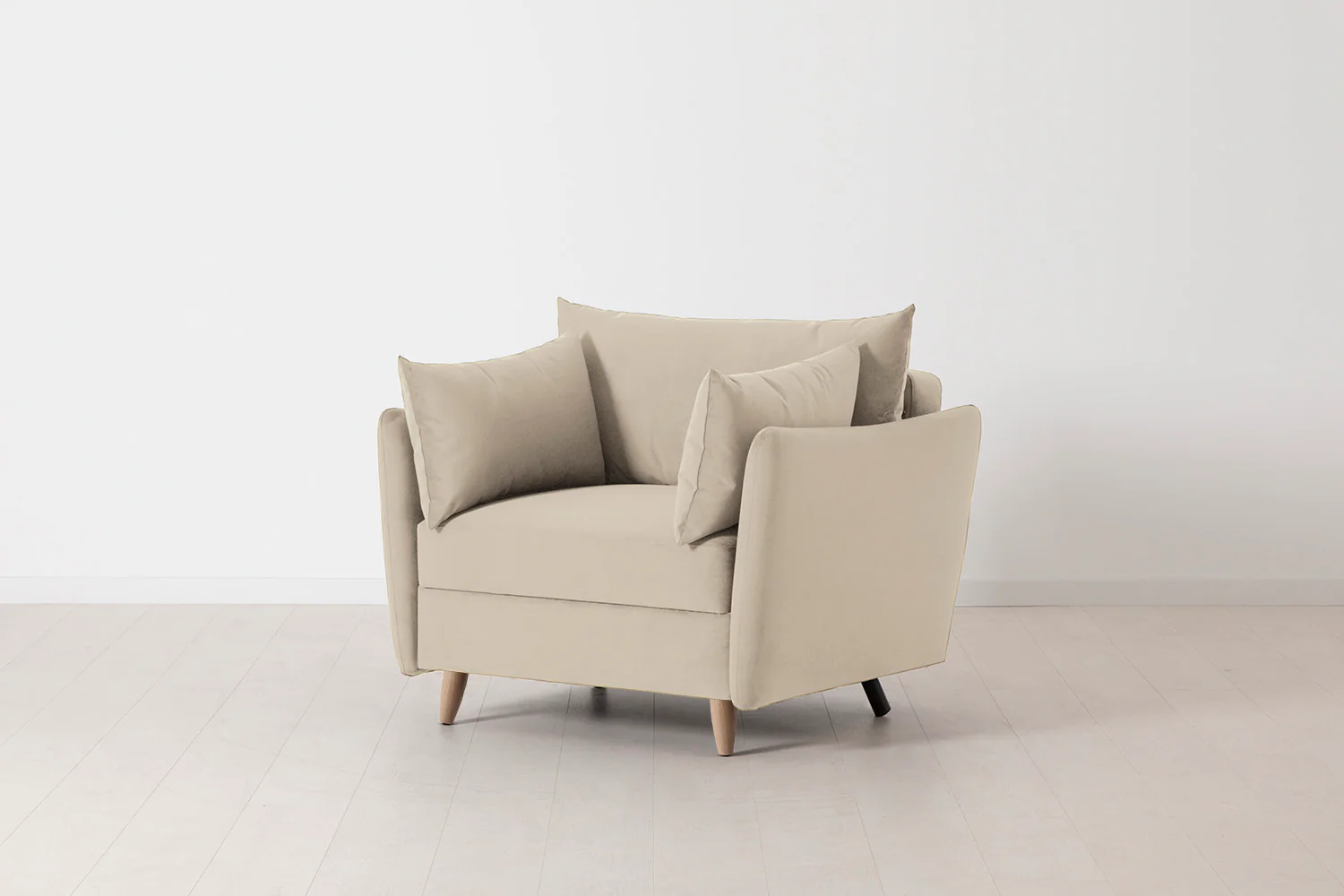 Model 08 Chair Bed Single Sofa Bed, Oak / Bone - Image 3