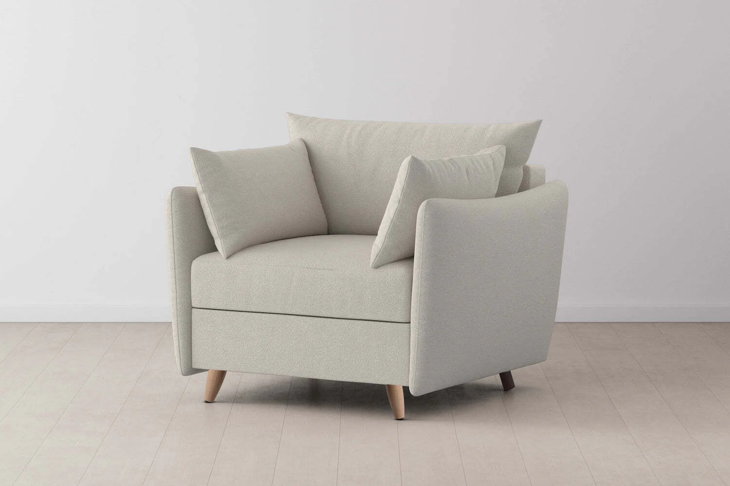 Model 08 Chair Bed Single Sofa Bed, Oak / Ivory - Image 3
