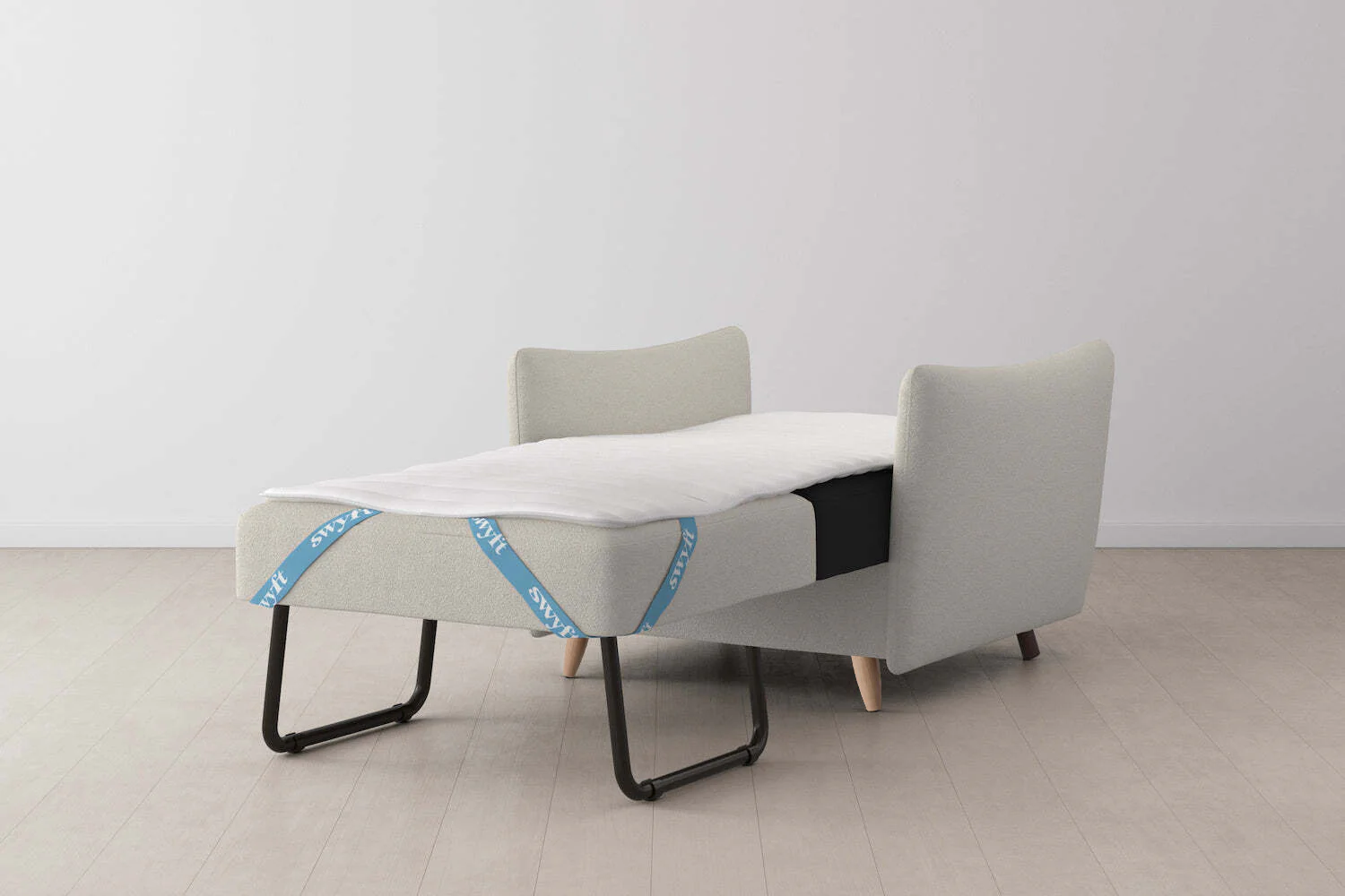 Model 08 Chair Bed Single Sofa Bed, Oak / Ivory - Image 8