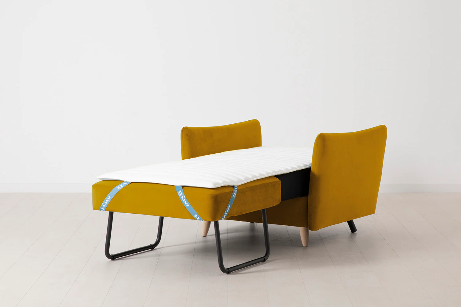 Model 08 Chair Bed Single Sofa Bed, Oak / Mustard - Image 10