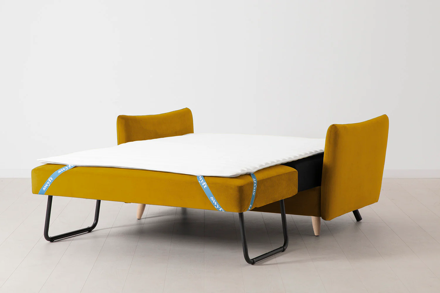 Model 08 Sofa Bed 2 Seater, Oak / Mustard - Image 9