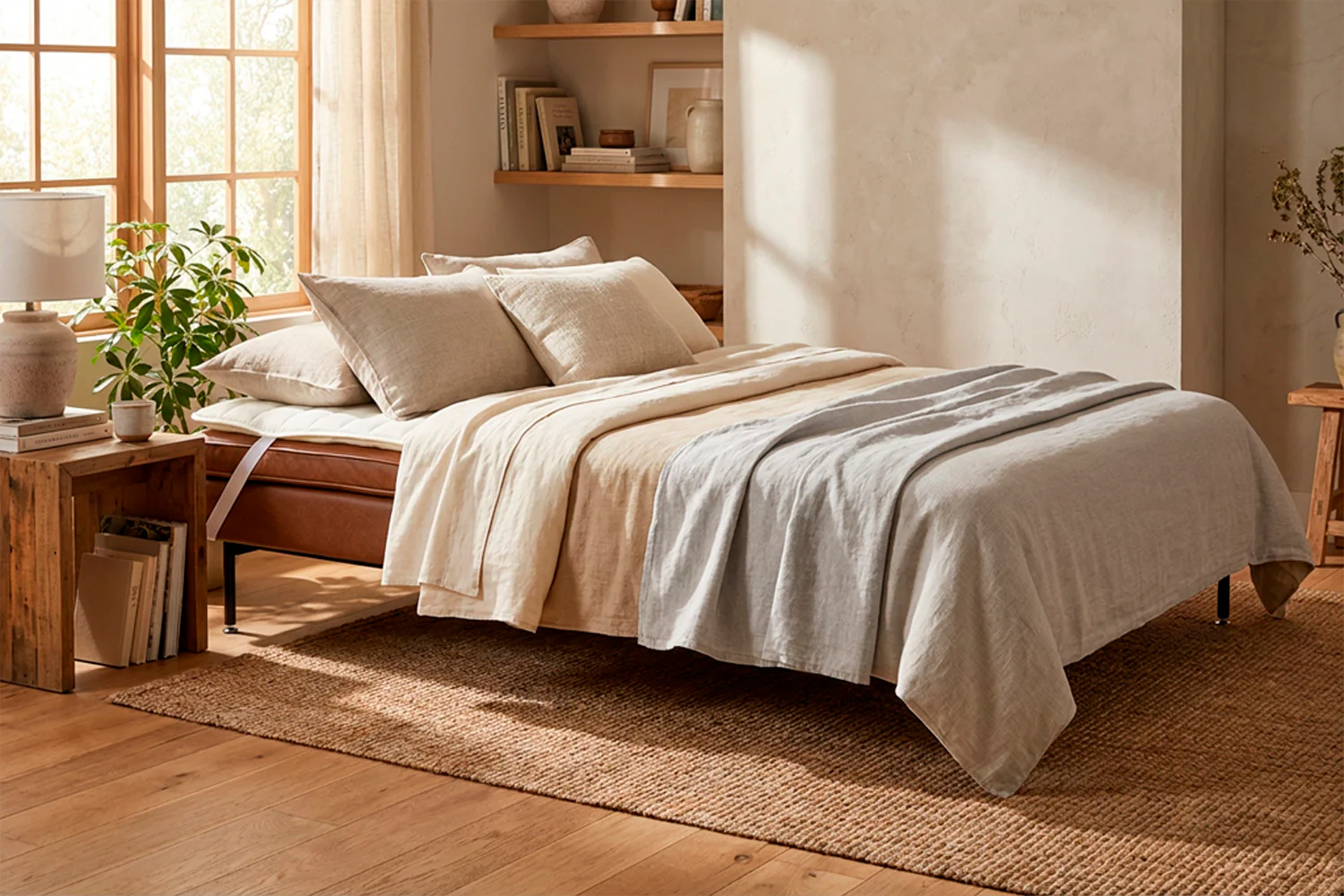 Model 11 Sofa Bed 3 Seater, Maple - Image 3