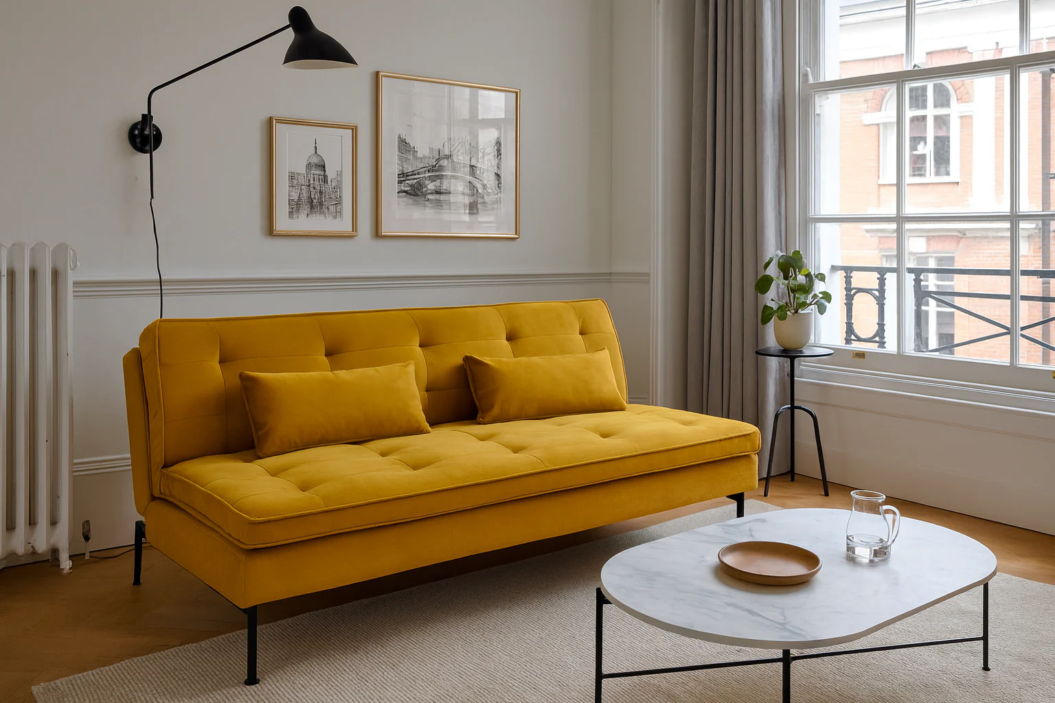 Model 11 Sofa Bed 3 Seater, Mustard - Image 2