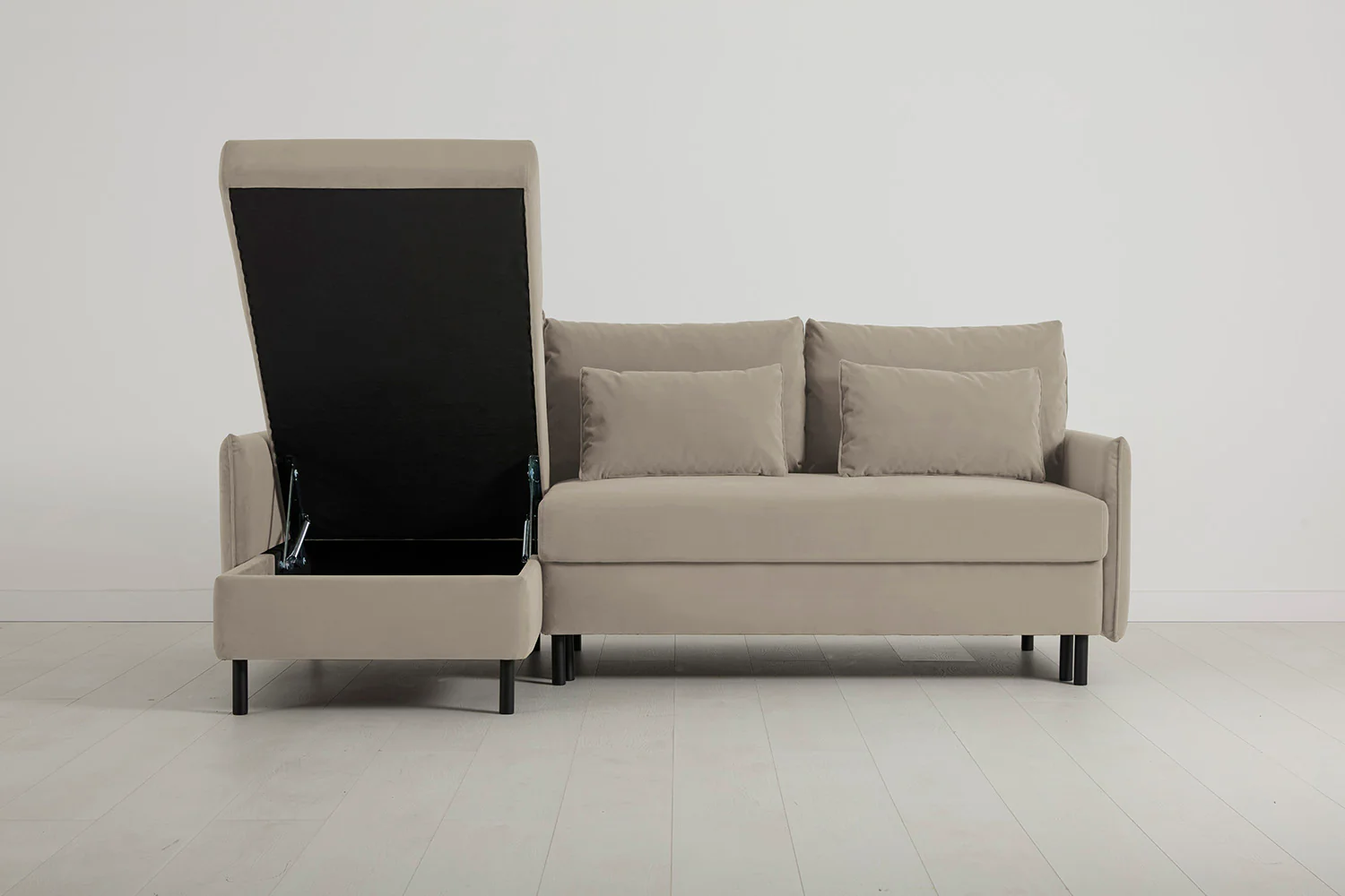 Model 12 Sofa Bed with Storage 3 Seater Left Chaise, Bone - Image 7