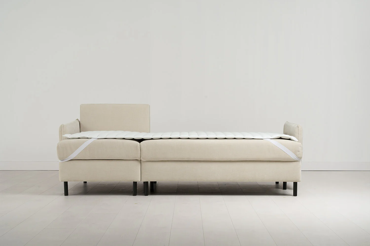 Model 12 Sofa Bed with Storage 3 Seater Left Chaise, Chalk - Image 11