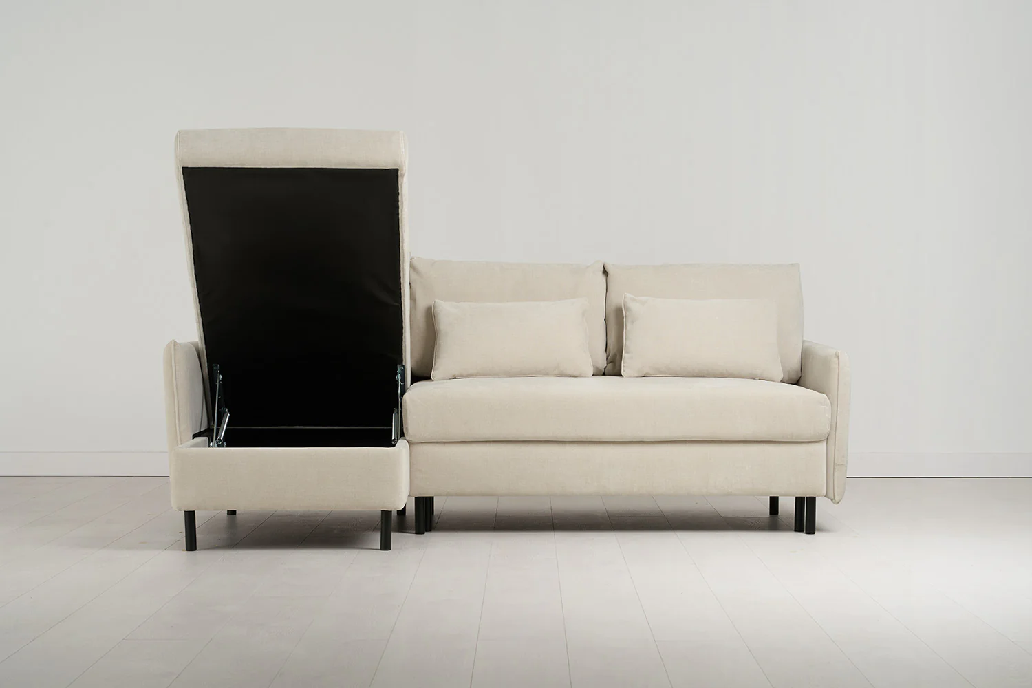Model 12 Sofa Bed with Storage 3 Seater Left Chaise, Chalk - Image 5