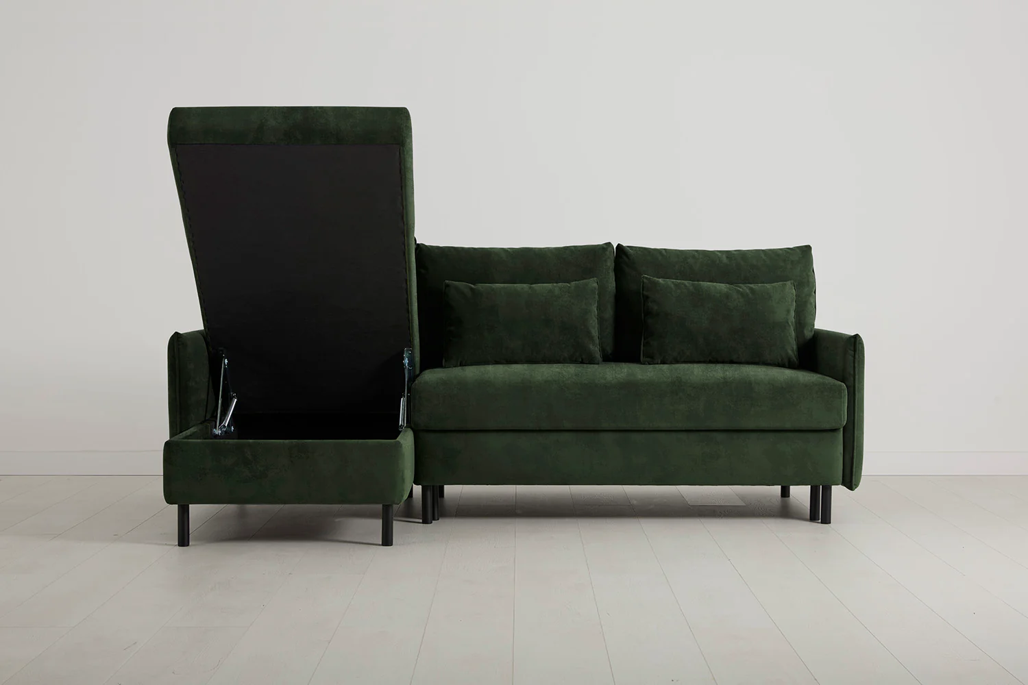 Model 12 Sofa Bed with Storage 3 Seater Left Chaise, Conifer - Image 3