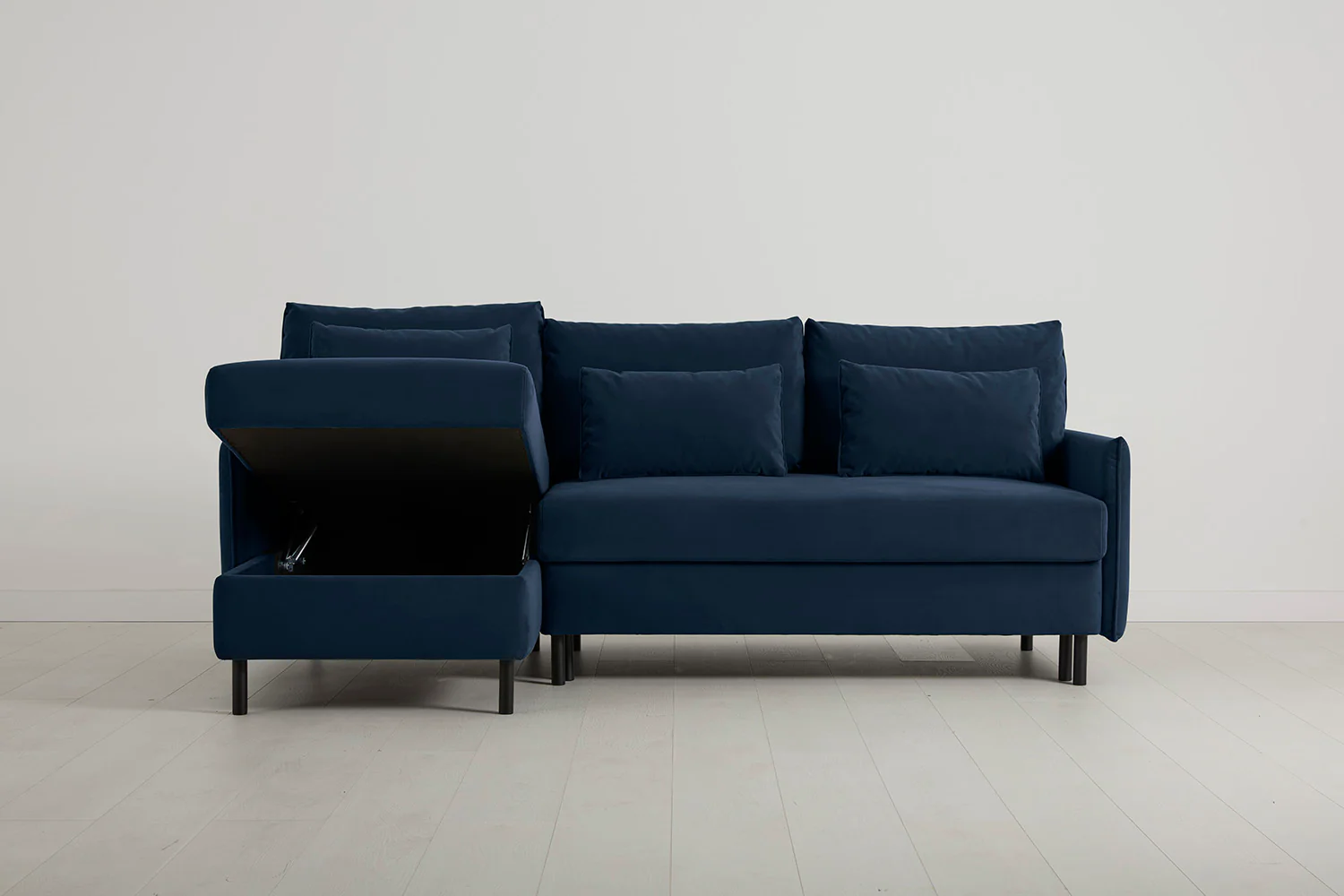 Model 12 Sofa Bed with Storage 3 Seater Left Chaise, Indigo - Image 2