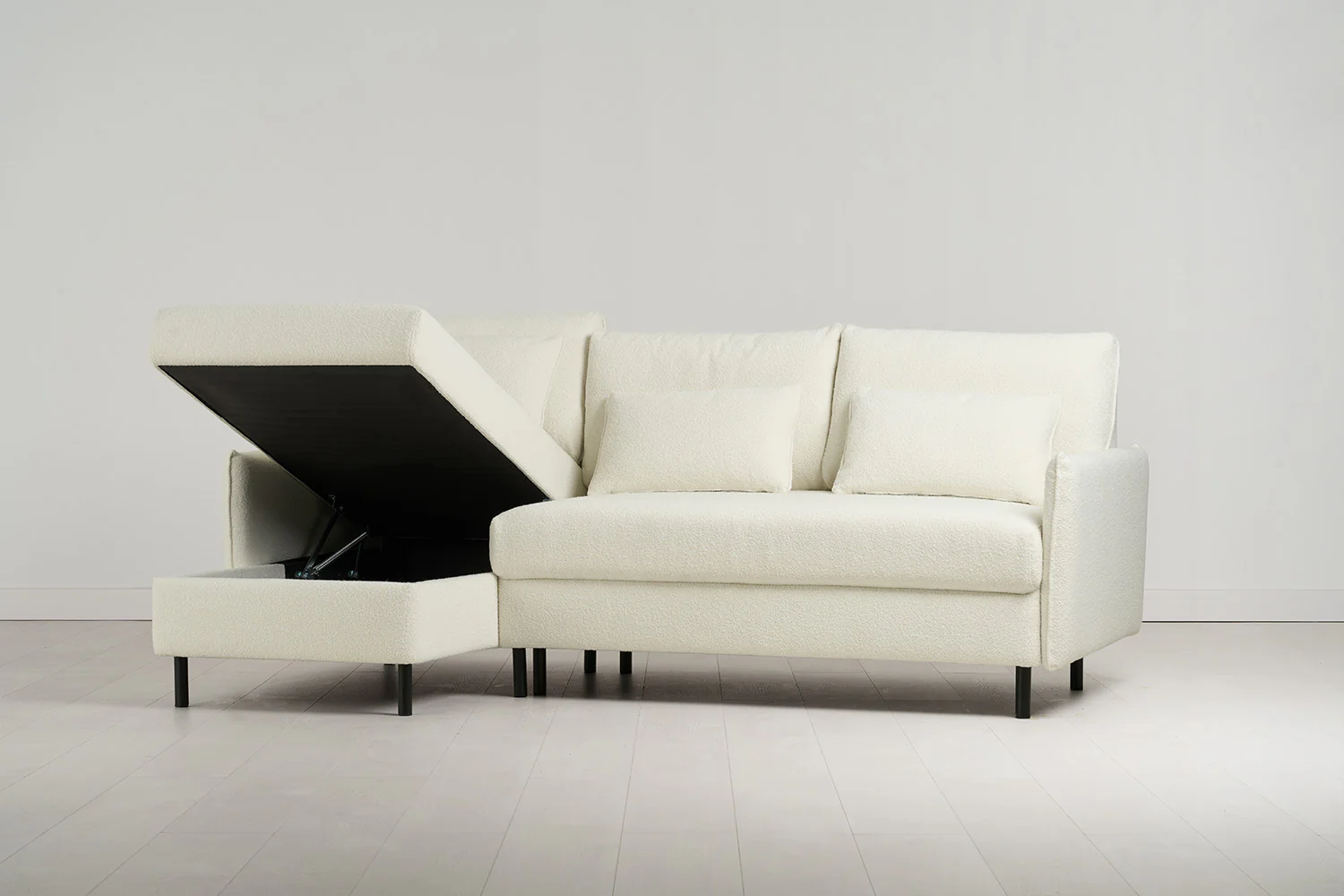 Model 12 Sofa Bed with Storage 3 Seater Left Chaise, Ivory - Image 7