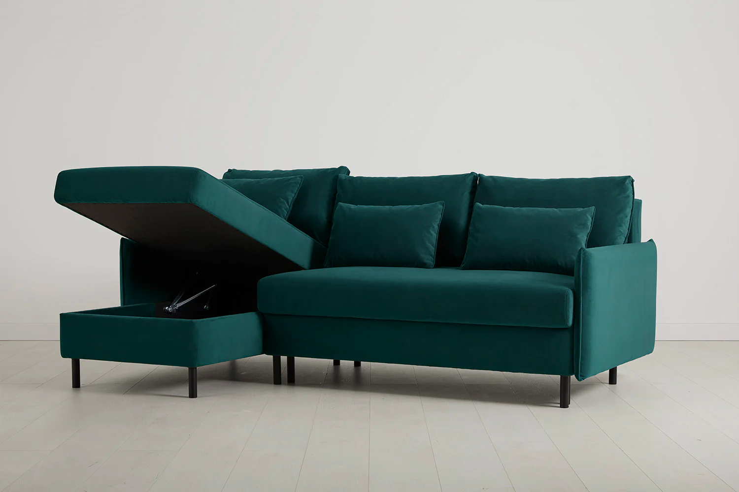 Model 12 Sofa Bed with Storage 3 Seater Left Chaise, Kingfisher - Image 7