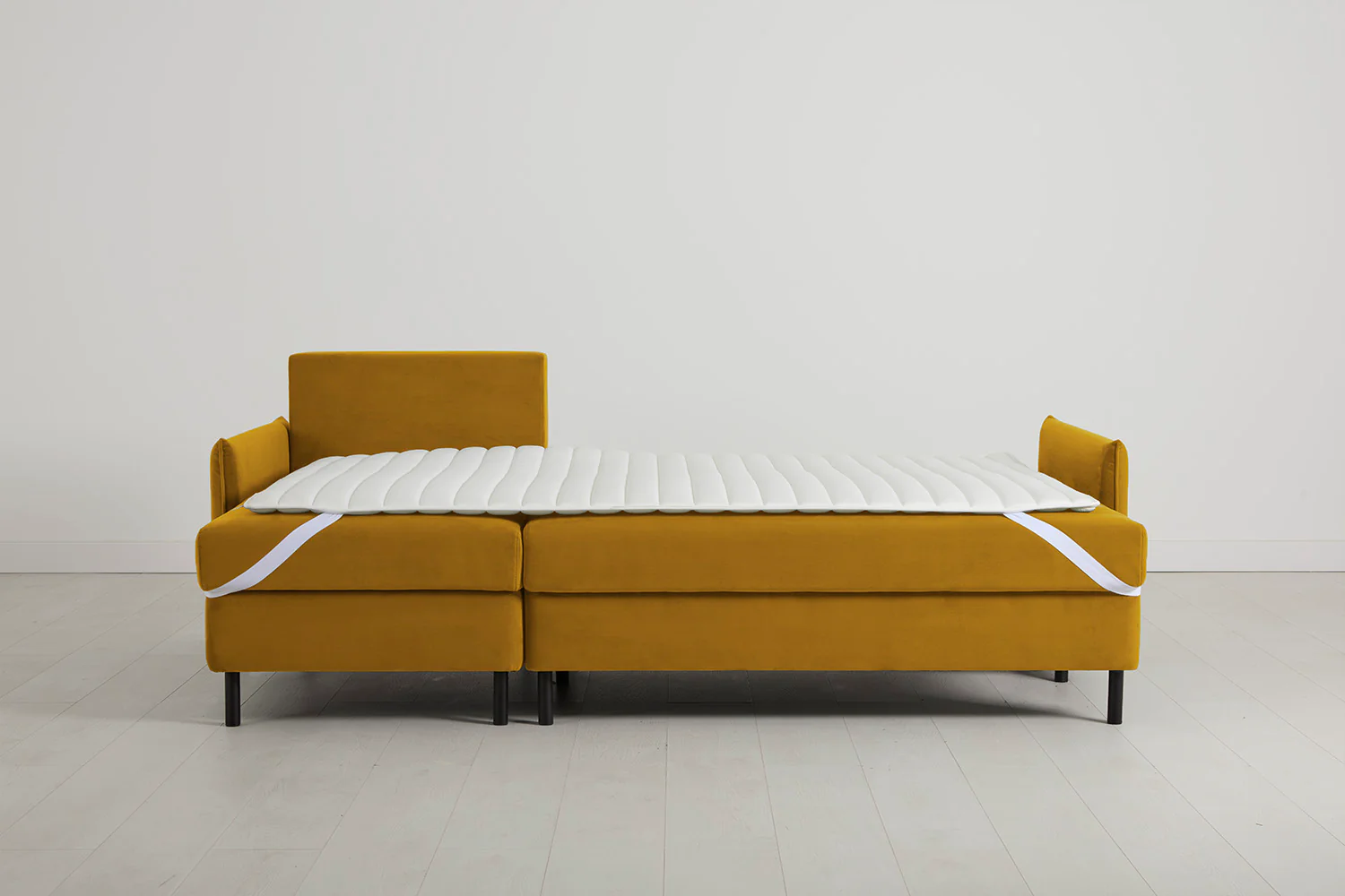 Model 12 Sofa Bed with Storage 3 Seater Left Chaise, Mustard - Image 11