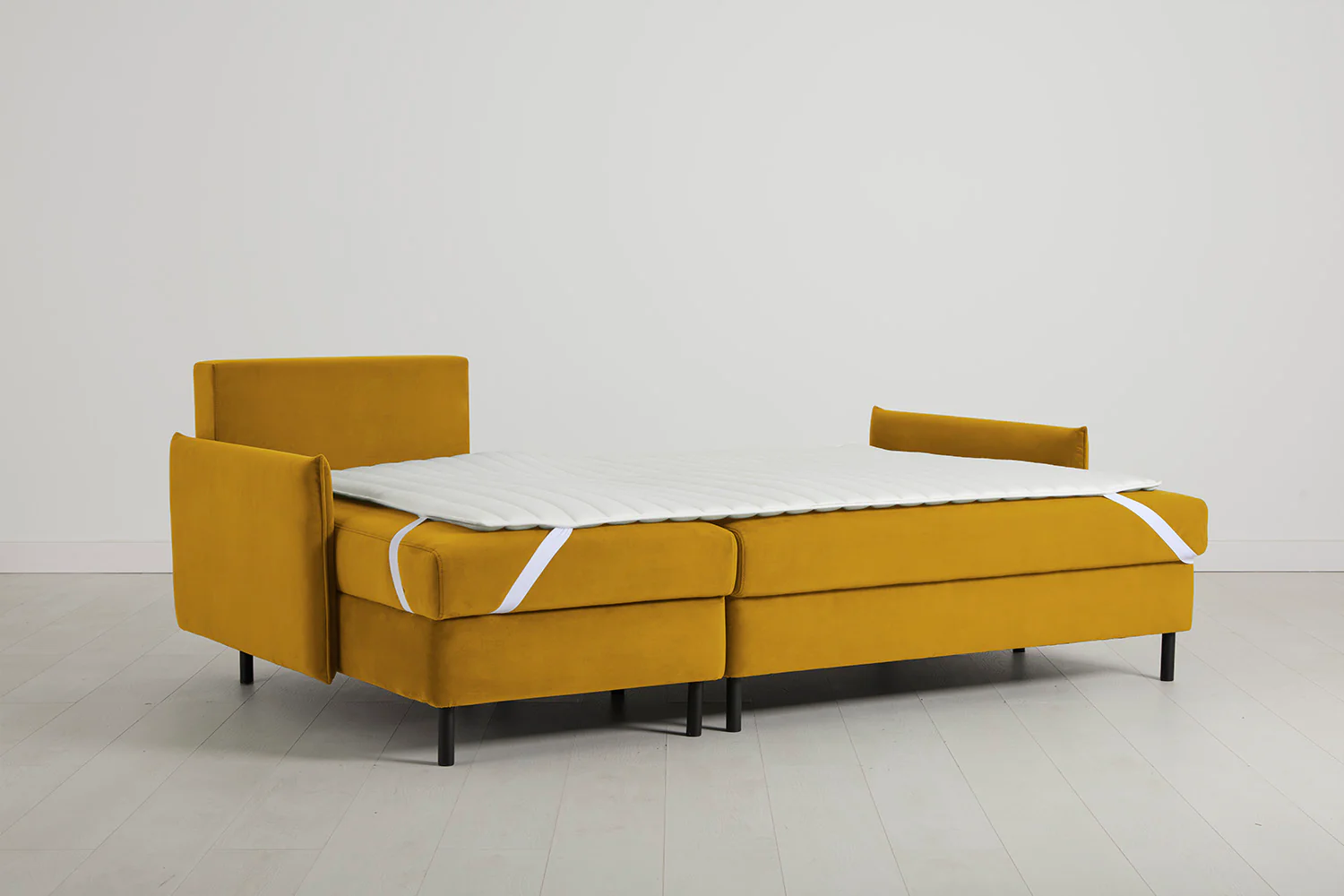 Model 12 Sofa Bed with Storage 3 Seater Left Chaise, Mustard - Image 12