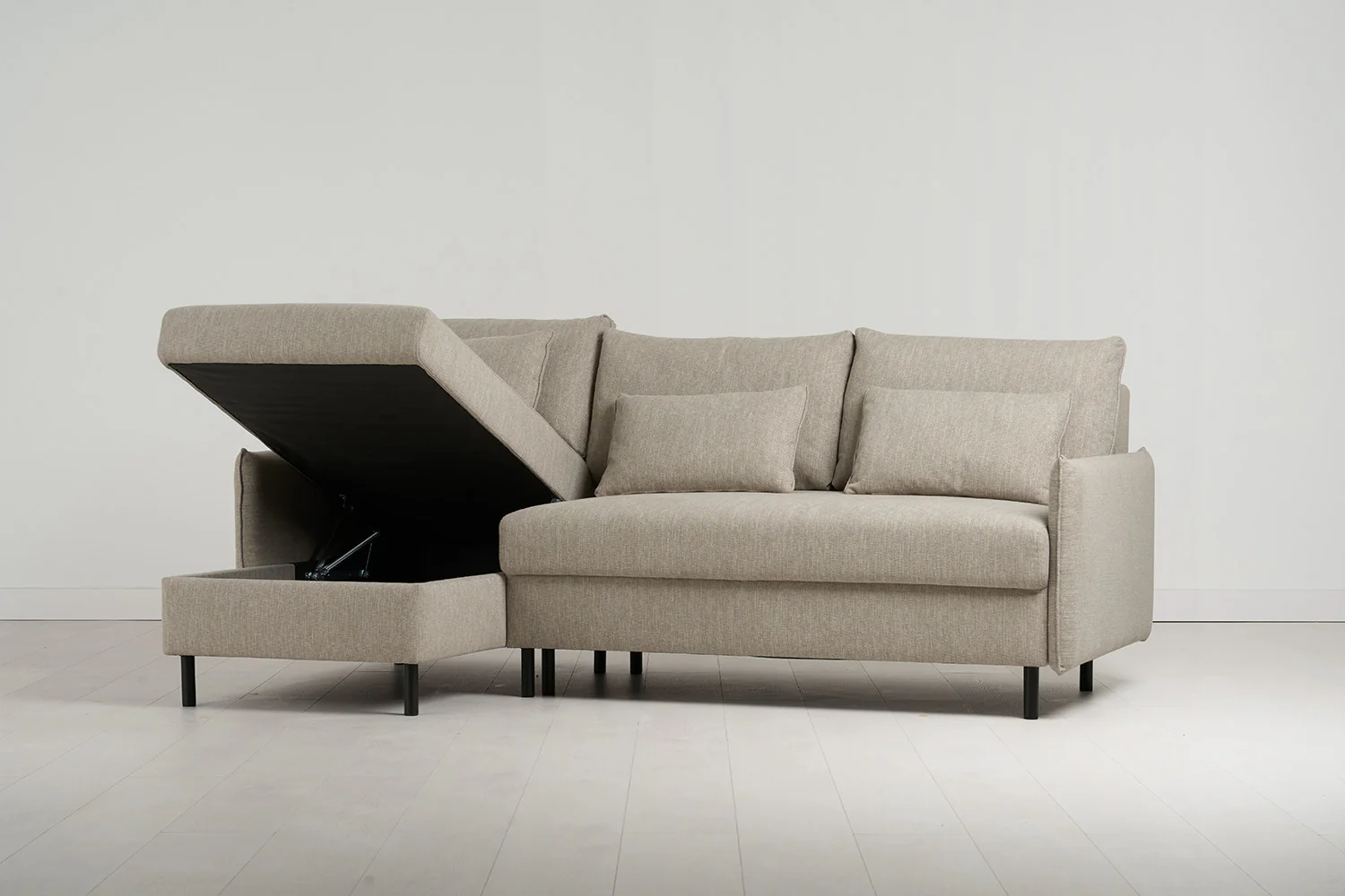 Model 12 Sofa Bed with Storage 3 Seater Left Chaise, Pumice - Image 7