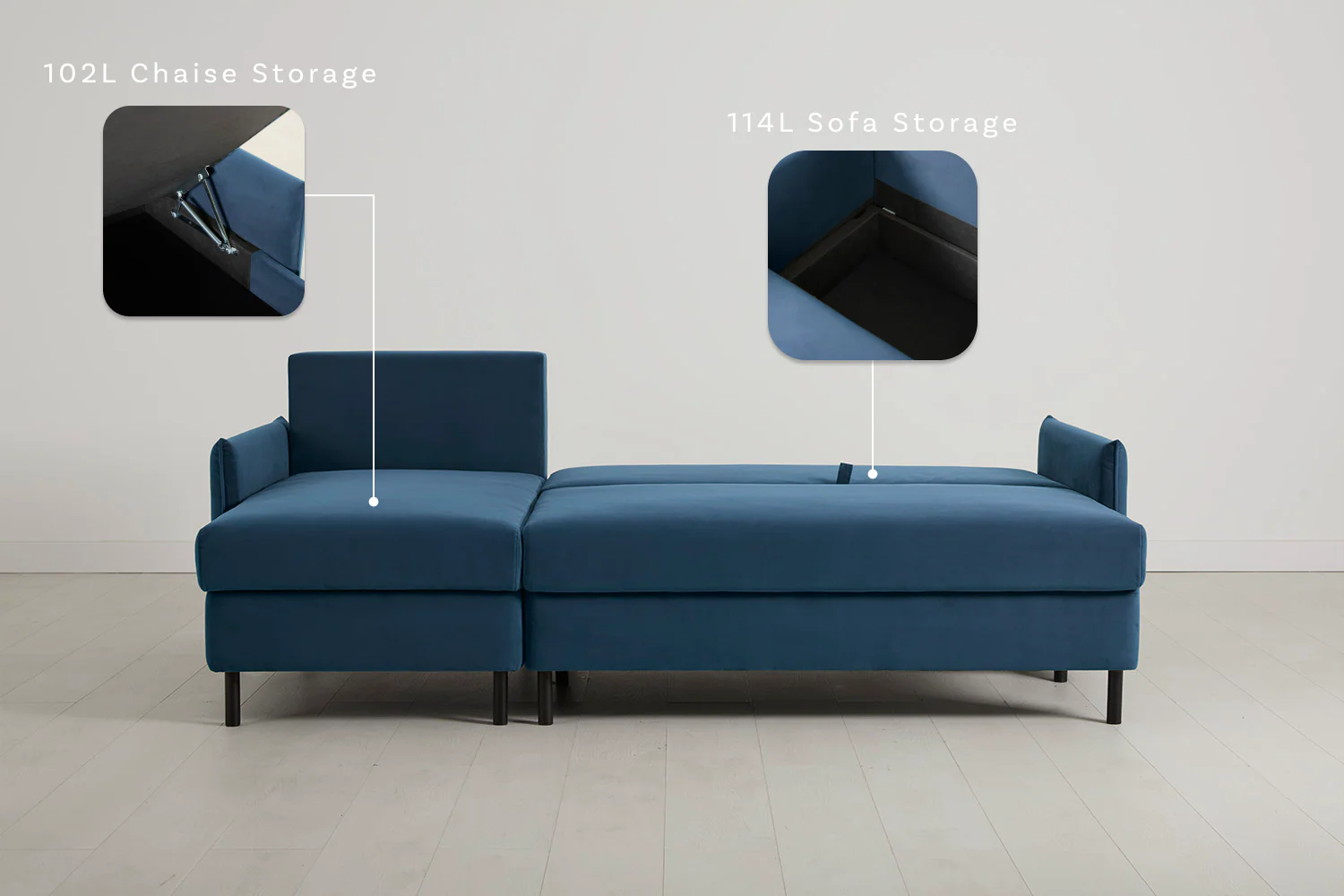 Model 12 Sofa Bed with Storage 3 Seater Left Chaise, Teal - Image 3