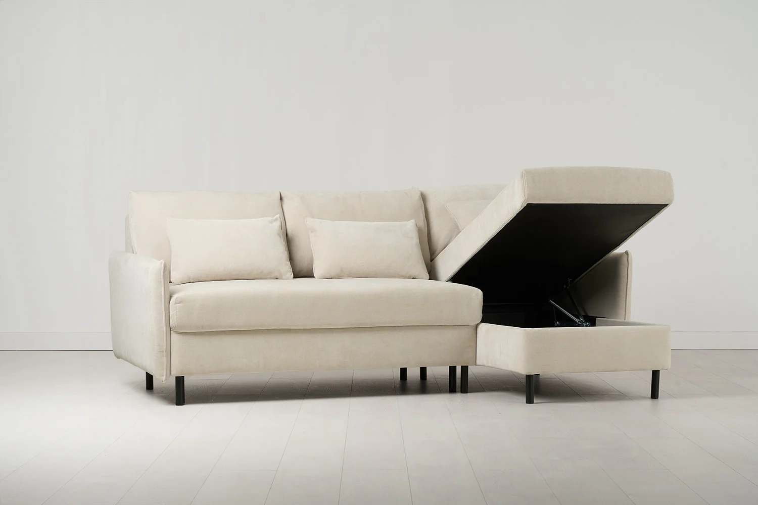 Model 12 Sofa Bed with Storage 3 Seater Right Chaise, Chalk - Image 7