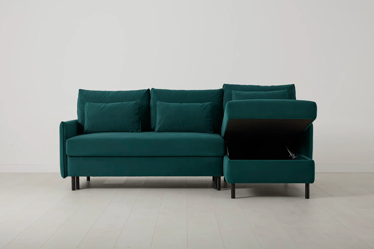 Model 12 Sofa Bed with Storage 3 Seater Right Chaise, Kingfisher - Image 4