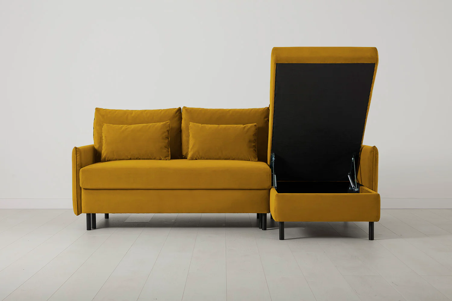 Model 12 Sofa Bed with Storage 3 Seater Right Chaise, Mustard - Image 4