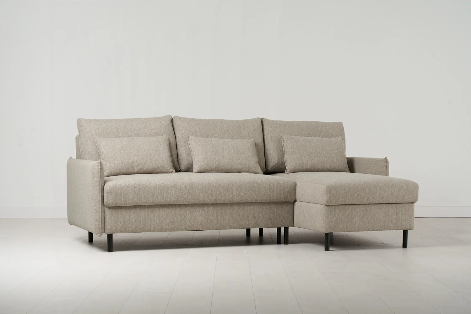 Model 12 Sofa Bed with Storage 3 Seater Right Chaise, Pumice - Image 9