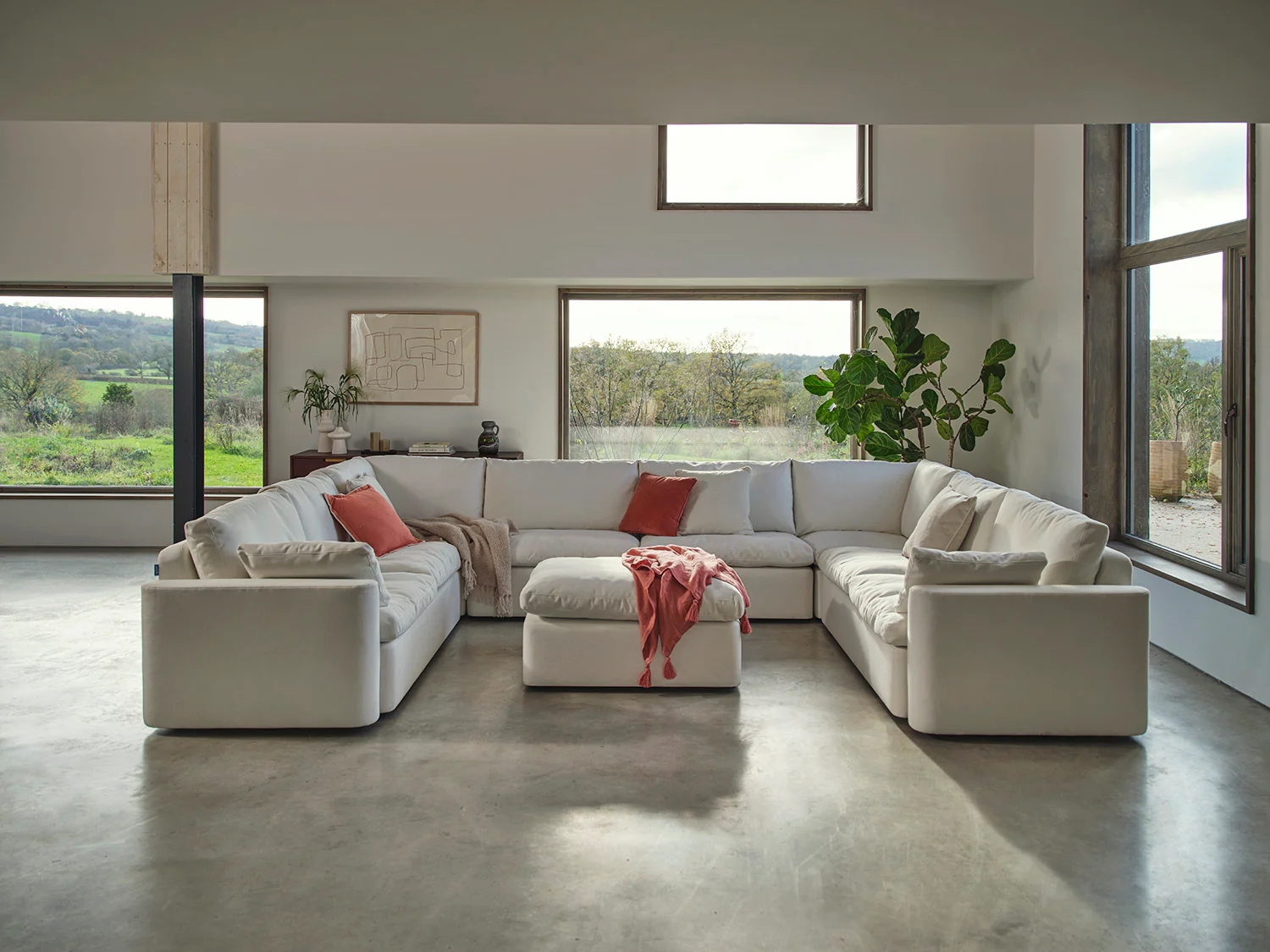 Model 13 U Shaped Sofa, White - Image 2