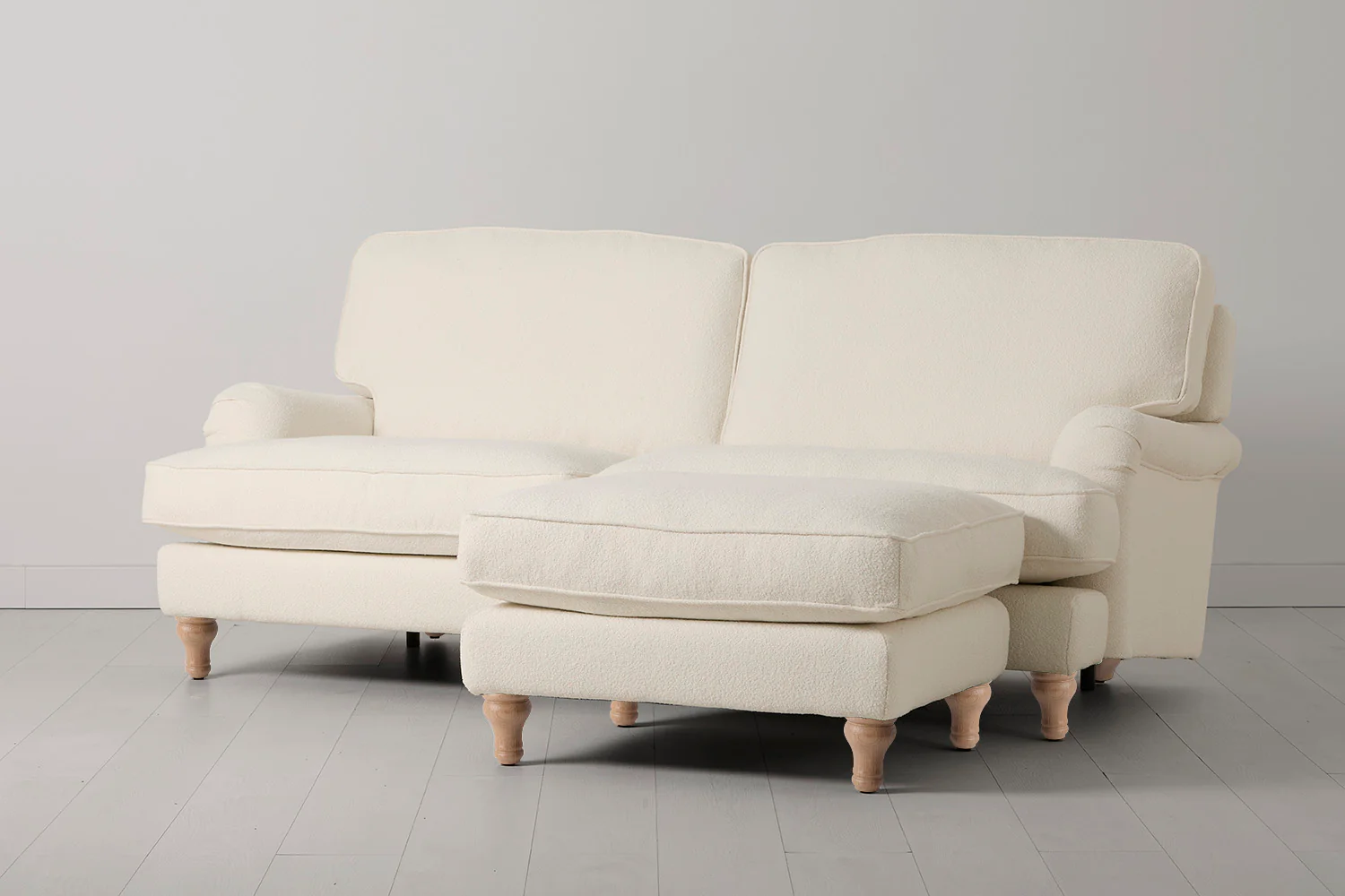 Model 15 3 Seater Sofa with Ottoman, Oak / Ivory - Image 2